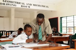 MCM Nkana School, Geometry Picture Shows:Habuuya Chiile Sibaanga - Head of Department - Industrial Arts Pupils from MCM Nkana School